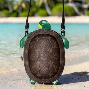 LV classic & reverse Monogram Green Sea Turtle Bag + adjustable Crossbody strap